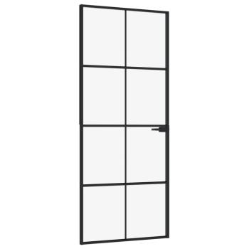 Innentür Schwarz 83x201,5 cm Hartglas & Aluminium Schlank