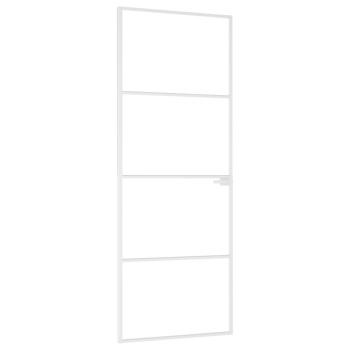 Innentür Weiß 76x201,5 cm Hartglas & Aluminium Schlank