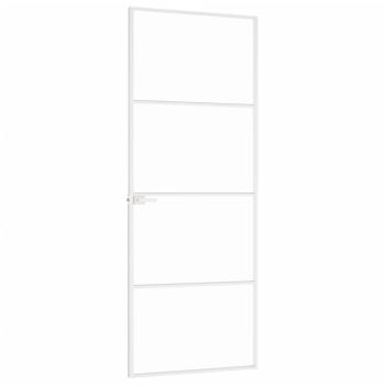 Innentür Weiß 76x201,5 cm Hartglas & Aluminium Schlank