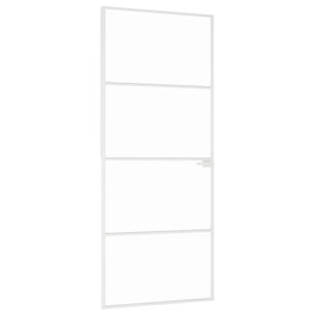 Innentür Weiß 83x201,5 cm Hartglas & Aluminium Schlank