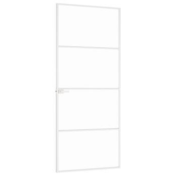 Innentür Weiß 83x201,5 cm Hartglas & Aluminium Schlank