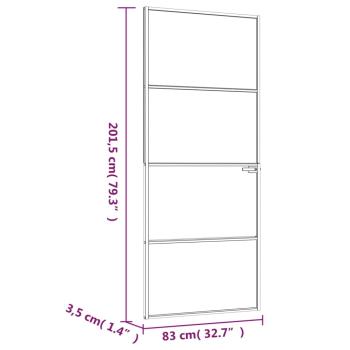 Innentür Weiß 83x201,5 cm Hartglas & Aluminium Schlank
