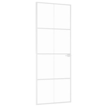 Innentür Weiß 76x201,5 cm Hartglas & Aluminium Schlank