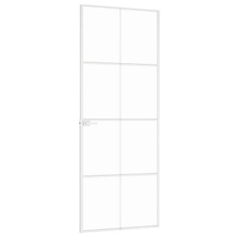 Innentür Weiß 76x201,5 cm Hartglas & Aluminium Schlank