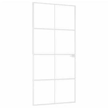 Innentür Weiß 93x201,5 cm Hartglas & Aluminium Schlank