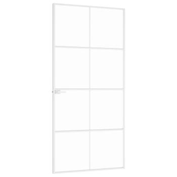 Innentür Weiß 93x201,5 cm Hartglas & Aluminium Schlank