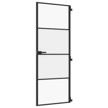 Innentür Schlank Schwarz 76x201,5 cm Hartglas und Aluminium