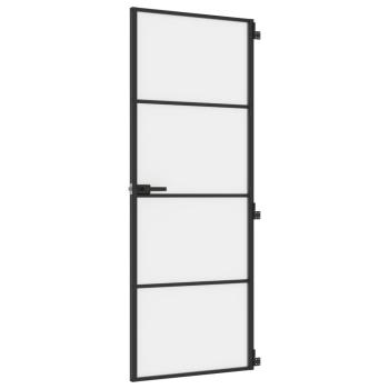 Innentür Schlank Schwarz 76x201,5 cm Hartglas und Aluminium