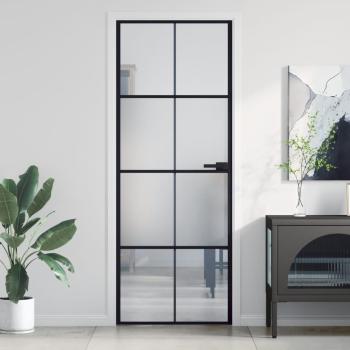 ARDEBO.de - Innentür Schlank Schwarz 76x201,5 cm Hartglas und Aluminium
