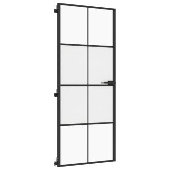 Innentür Schlank Schwarz 83x201,5 cm Hartglas & Aluminium