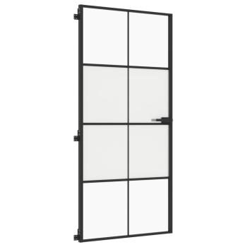 Innentür Schlank Schwarz 93x201,5 cm Hartglas & Aluminium