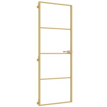 Innentür Schlank Golden 76x201,5 cm Hartglas und Aluminium