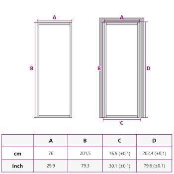 Innentür Schlank Golden 76x201,5 cm Hartglas und Aluminium