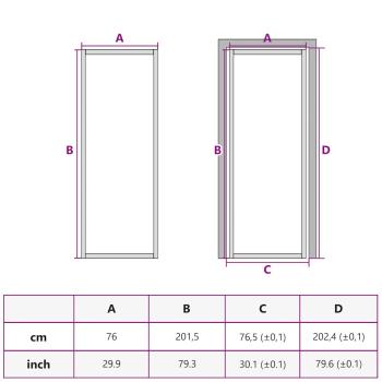 Innentür Schlank Golden 76x201,5 cm Hartglas und Aluminium