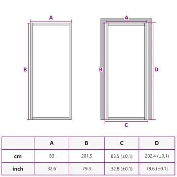 Innentür Schlank Golden 83x201,5 cm Hartglas und Aluminium