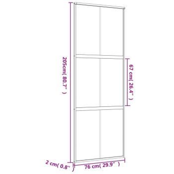 Schiebetür Golden 76x205 cm ESG-Klarglas und Aluminium