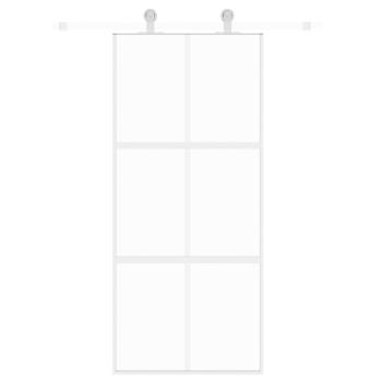 Schiebetür Weiß 90x205 cm Hartglas und Aluminium