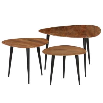 3-tlg. Couchtisch-Set Massivholz Akazie
