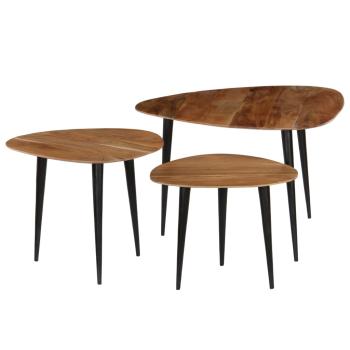 3-tlg. Couchtisch-Set Massivholz Akazie