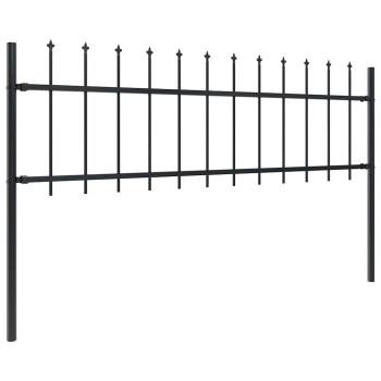 Gartenzaun mit Speerspitze Stahl 1005 x 60 cm Schwarz