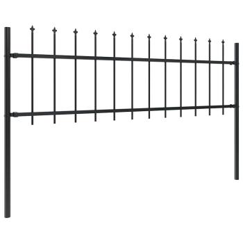 Gartenzaun mit Speerspitze Stahl 1506 x 60 cm Schwarz