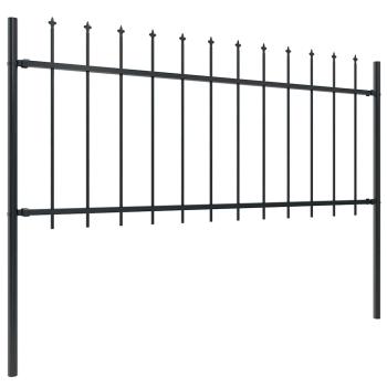 Gartenzaun mit Speerspitze Stahl 1339 x 80 cm Schwarz