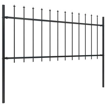 Gartenzaun mit Speerspitze Stahl 1673 x 80 cm Schwarz