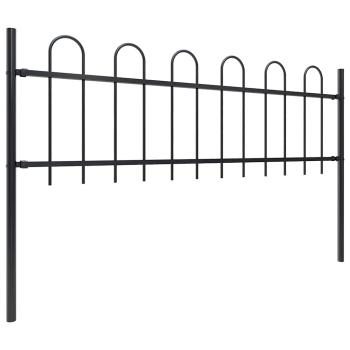 Gartenzaun mit Rundbogen Stahl 1506 x 60 cm Schwarz