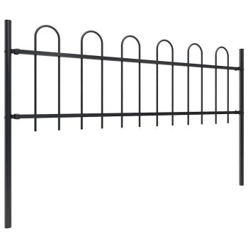 Gartenzaun mit Rundbogen Stahl 1673 x 60 cm Schwarz