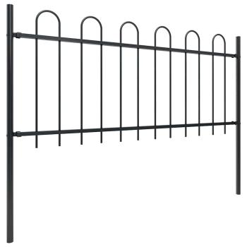 Gartenzaun mit Rundbogen Stahl 1005 x 80 cm Schwarz