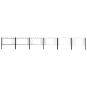 ARDEBO.de - Gartenzaun mit Rundbogen Stahl 1005 x 100 cm Schwarz
