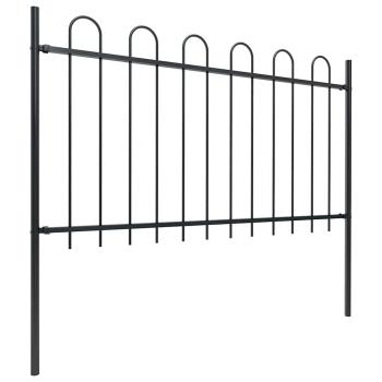 Gartenzaun mit Rundbogen Stahl 1005 x 100 cm Schwarz