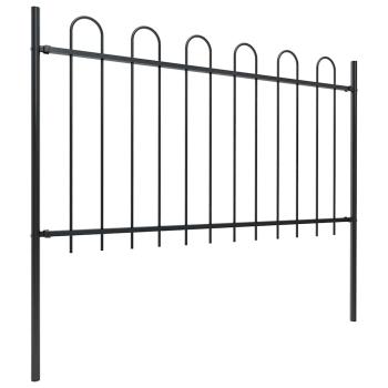 Gartenzaun mit Rundbogen Stahl 1673 x 100 cm Schwarz