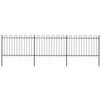 ARDEBO.de - Gartenzaun mit Rundbogen Stahl 504 x 120 cm Schwarz