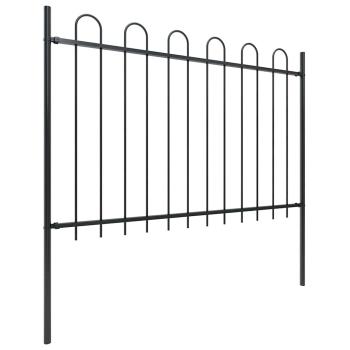 Gartenzaun mit Rundbogen Stahl 504 x 120 cm Schwarz