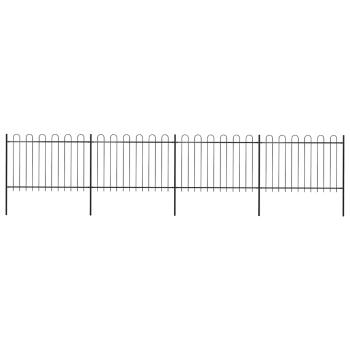 ARDEBO.de - Gartenzaun mit Rundbogen Stahl 671 x 120 cm Schwarz