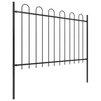 Gartenzaun mit Rundbogen Stahl 671 x 120 cm Schwarz