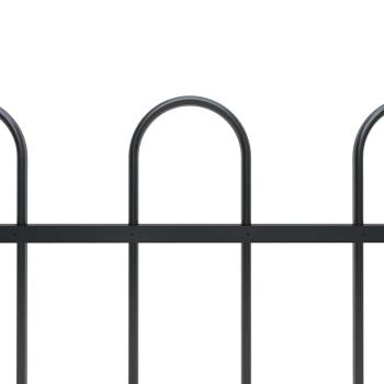 Gartenzaun mit Rundbogen Stahl 671 x 120 cm Schwarz