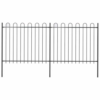 ARDEBO.de - Gartenzaun mit Rundbogen Stahl 337 x 150 cm Schwarz