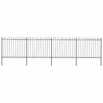 ARDEBO.de - Gartenzaun mit Rundbogen Stahl 671 x 150 cm Schwarz