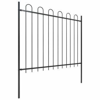 Gartenzaun mit Rundbogen Stahl 671 x 150 cm Schwarz
