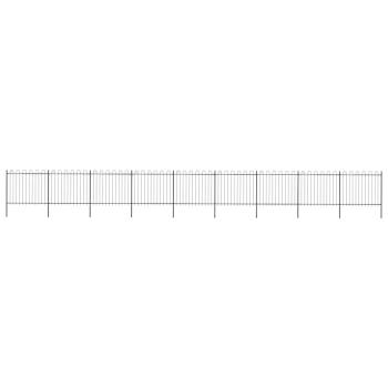 ARDEBO.de - Gartenzaun mit Rundbogen Stahl 1506 x 150 cm Schwarz