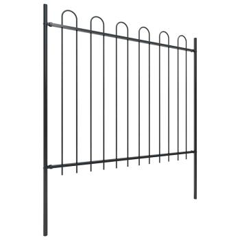 Gartenzaun mit Rundbogen Stahl 1506 x 150 cm Schwarz