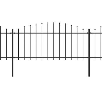 Gartenzaun mit Speerspitzen Stahl (0,5 - 0,75) x 11,9 m Schwarz