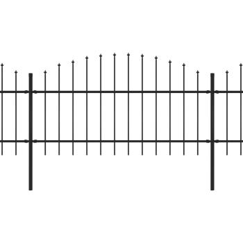Gartenzaun mit Speerspitzen Stahl (1 - 1,25) x 13,6 m Schwarz