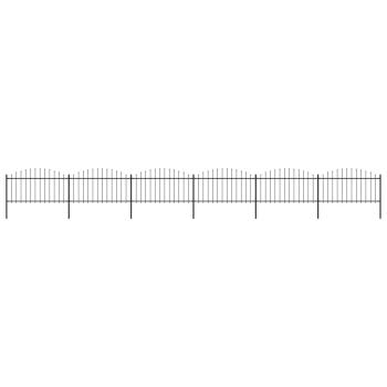 ARDEBO.de - Gartenzaun mit Speerspitze Stahl 1070 x 150 cm Schwarz