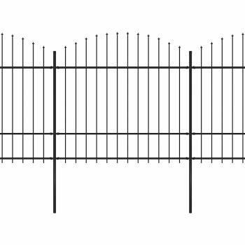 Gartenzaun mit Speerspitze Stahl 337 x 175 cm Schwarz