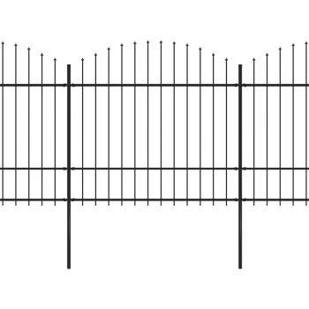 Gartenzaun mit Speerspitze Stahl 892,5 x 175 cm Schwarz
