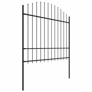 Gartenzaun mit Speerspitze Stahl 1426 x 175 cm Schwarz