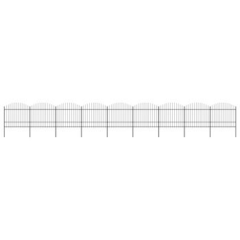 ARDEBO.de - Gartenzaun mit Speerspitzen Stahl (1,5 - 1,75) x 15,3 m Schwarz
